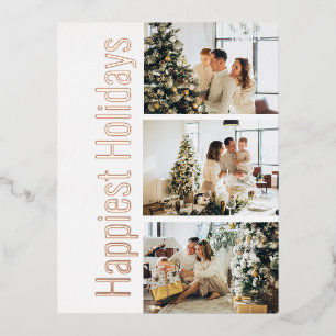 Happiest Holidays 3 Photo Foil Holiday Postcard