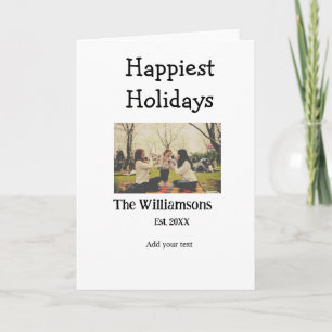 Happiest holidays add family name year photomodern card