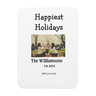 Happiest holidays add family name year photomodern magnet