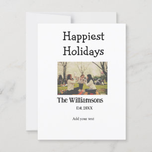 Happiest holidays add family name year photomodern postcard