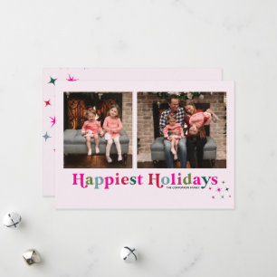 Happiest Holidays Bright and Colourful 3 photo Holiday Card