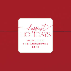 Happiest Holidays Elegant Christmas Gift Tag Favor