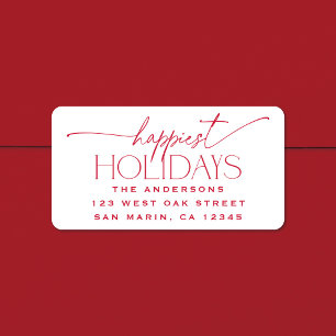 Happiest Holidays Elegant Christmas Return Address Label
