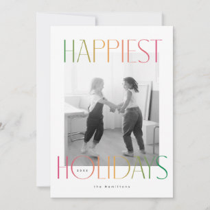 Happiest Holidays In Rainbow Colour Holiday Card