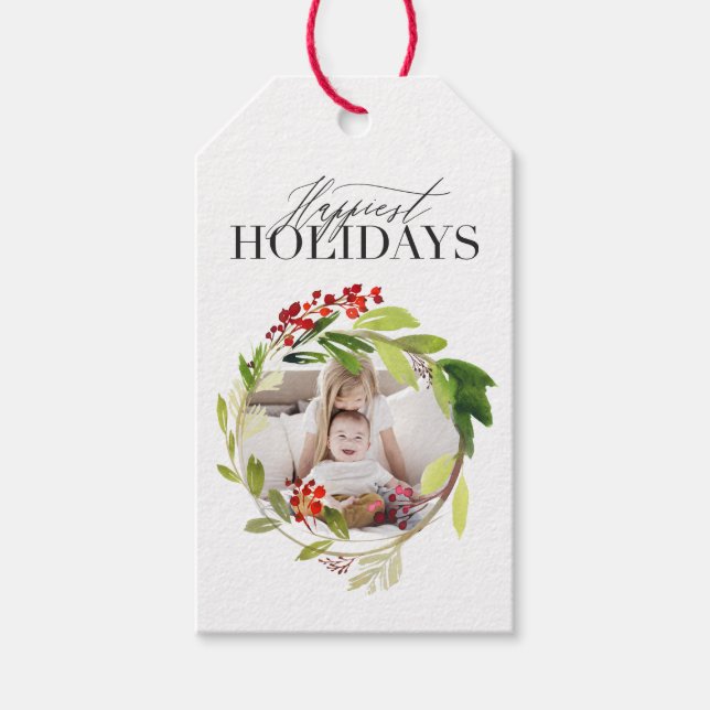 Happiest holidays photo gift tags (Front)