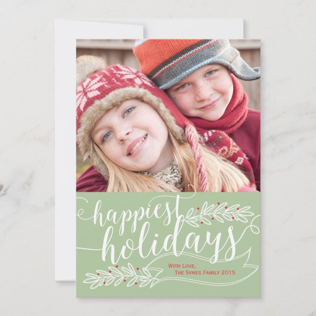 Happiest Holidays Script Photo Card (Front)