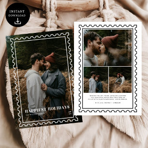  Happiest Holidays Stamp family Photo Holiday Card