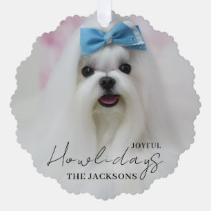 Happiest Howlidays Dog Photo Christmas Design Ornament Card