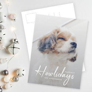 Happiest Howlidays   Dog Photo Christmas Minimal Holiday Postcard