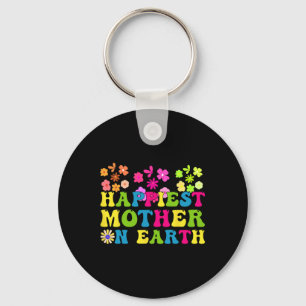 Happiest Mama On Earth Groovy Happy Mother's Day R Keychain