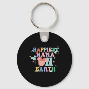 Happiest Nana On Earth Groovy Mom Mother's Day  Keychain