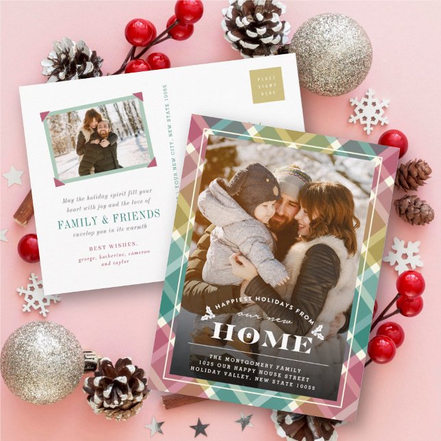 Happiest New Home Plaid Moving Announcement Photo (Creator Uploaded)