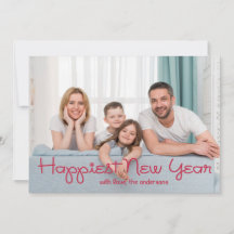 Happiest New Year Playful Script Photo | Red