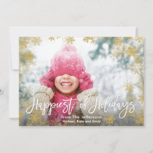Happiest of Holidays Full Bleed Photo Holiday Card