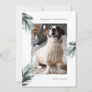 Happiest Pawlidays from the Dog Photo Christmas Holiday Card