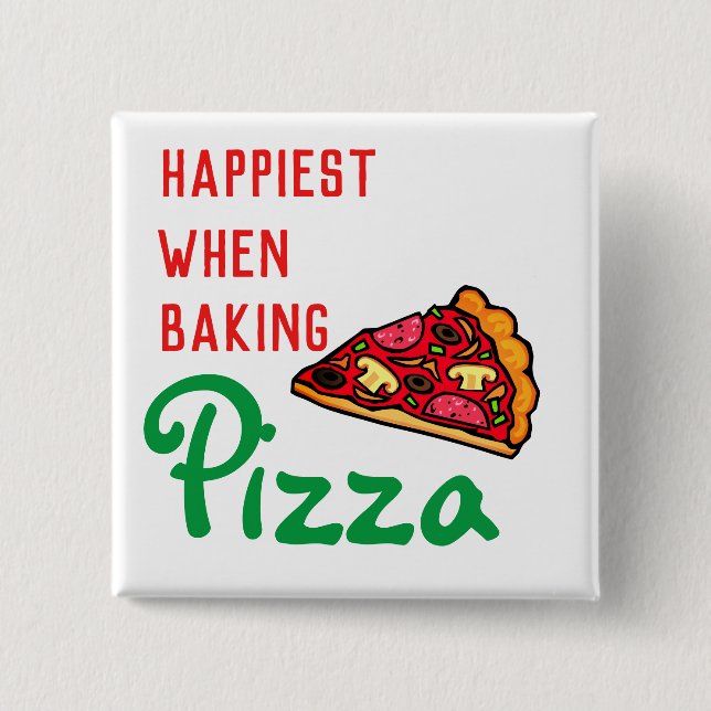 Happiest  when   baking  2 inch square button (Front)