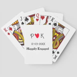 Happily Engaged add couple name letter date year h Playing Cards