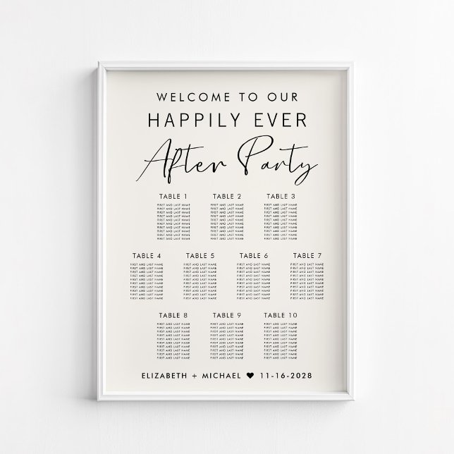 Happily Ever After 10 Table Wedding Seating Chart (Creator Uploaded)
