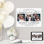 Happily Ever After 3 Photo Wedding Welcome Script Poster<br><div class="desc">Welcome wedding guests to your ceremony or reception with an elegant custom 3 photo collage 18"x24" poster. Pictures and all text are simple to personalize. (IMAGE PLACEMENT TIP: An easy way to centre a photo exactly how you want is to crop it before uploading to the Zazzle website.) The modern...</div>