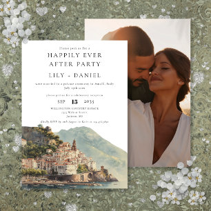 Happily Ever After Amalfi Wedding Photo Invitation