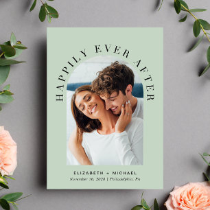 Happily Ever After Arch Photo Sage Wedding Invitation