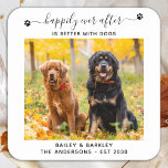 Happily Ever After Better With Dogs Pet Wedding Square Paper Coaster<br><div class="desc">Happily Ever After Is Better With Dogs! Add the finishing touch to your wedding with these cute custom photo wedding coasters . Perfect for your wedding after party and reception. Customize these photo coasters with your favourite wedding photo, dog of honours photo, or your newlywed photo with your dog, personalize...</div>