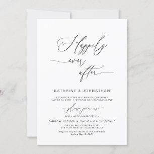Happily Ever After, Black font, Elopement Party In Invitation