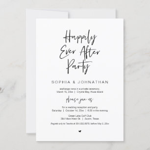 Happily Ever After, Black font, Elopement Party Invitation