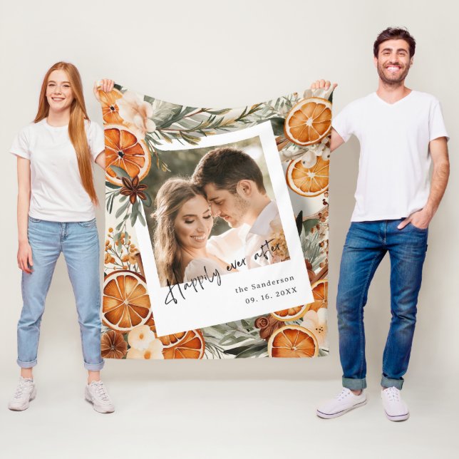Happily Ever After Boho Winter Holiday Wedding Fleece Blanket (In Situ)