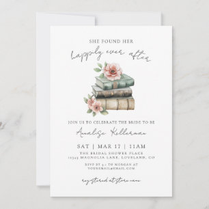 Happily Ever After Book Floral Bridal Shower Invitation