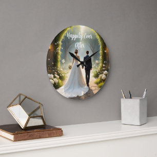 Happily Ever After Bride And Groom, Large Clock