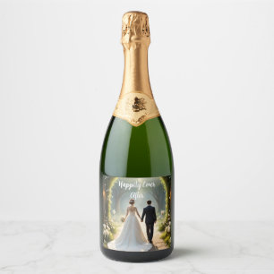 Happily Ever After Bride And Groom,  Sparkling Wine Label