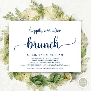 Happily Ever After Brunch, Elopement, Navy Blue Invitation