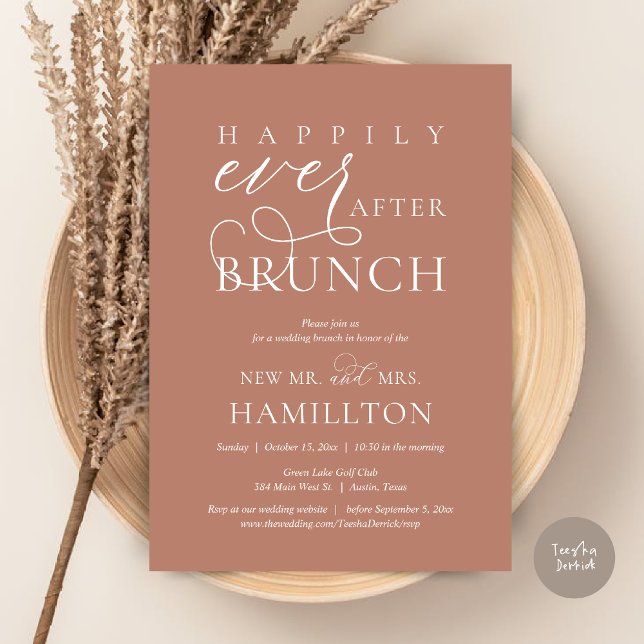 Happily Ever After Brunch Post Wedding Celebration Invitation (Happily Ever After Brunch Post Wedding Celebration Invitation Card, PDF, in Terracotta Earthy)