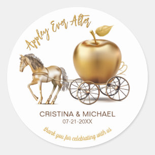 Happily Ever After Caramel Apple Wedding Favour Classic Round Sticker