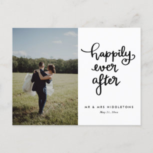 Happily Ever After Casual Script Wedding Photo Postcard