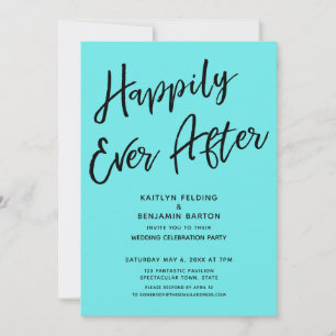 Happily Ever After Casual Wedding Party Aqua Invitation