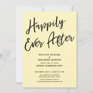 Happily Ever After Casual Wedding Party Yellow Invitation