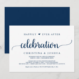 Happily Ever After Celebration, Navy Blue Eloped Invitation