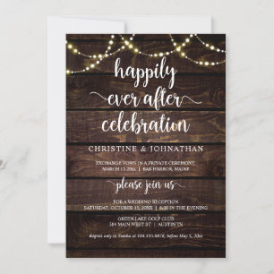 Happily ever after celebration, Rustic Elopement Invitation