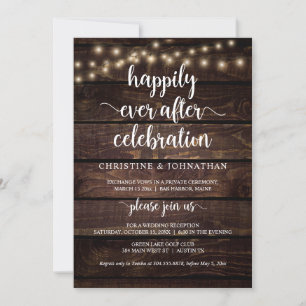 Happily ever after celebration, Rustic Elopement Invitation