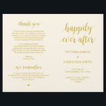 Happily ever after, Ceremony Foldable Programs<br><div class="desc">This is the foldable wedding ceremony program card, in yellow gold elegance rustic script theme. (happily ever after) It is designed with scroll accent that can be personalized with custom text for your bridal party, ceremony details, memorial notes and thank you message. ** Note: these text weight paper programs arrive...</div>