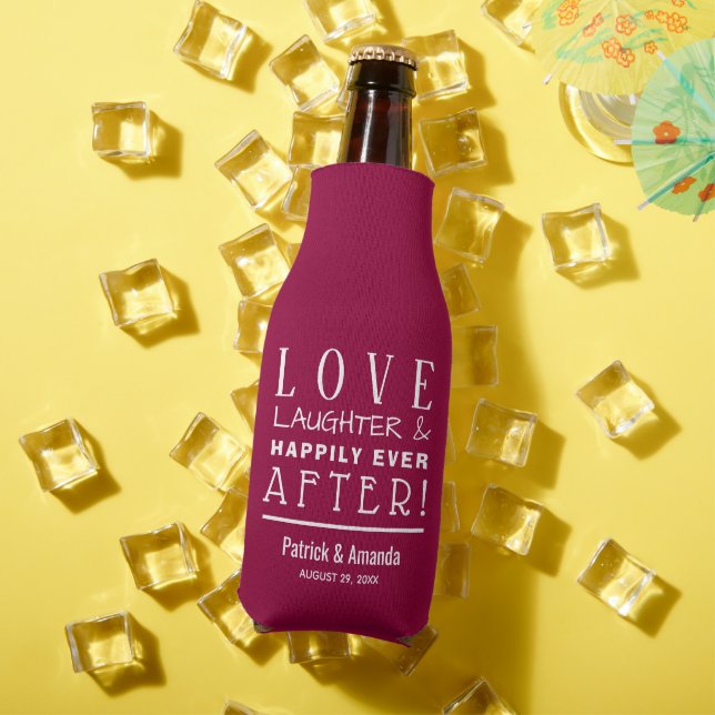Happily Ever After CRANBERRY Wedding Bottle Cooler (In Situ Summer)
