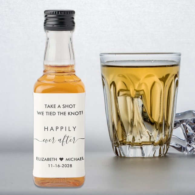 Happily Ever After Cream Wedding Favour Liquor Bottle Label (Creator Uploaded)