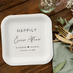 Happily Ever After Cream Wedding Paper Plate<br><div class="desc">Chic light cream paper plates for your wedding reception,  engagement party,  rehearsal dinner and other wedding celebrations that feature "Happily Ever After" in simple modern typography and a stylish script,  your names joined together by a heart and your reception date.</div>