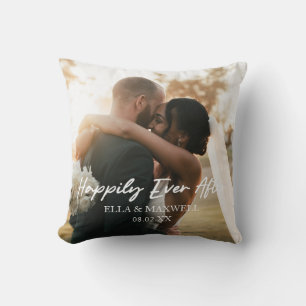 Happily Ever After Custom Photo Picture Wedding Throw Pillow