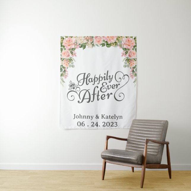 Happily Ever After Custom Wedding Backdrop  Tapestry (In Situ)