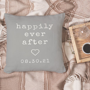 Happily Ever After Custom Wedding Date Throw Pillow