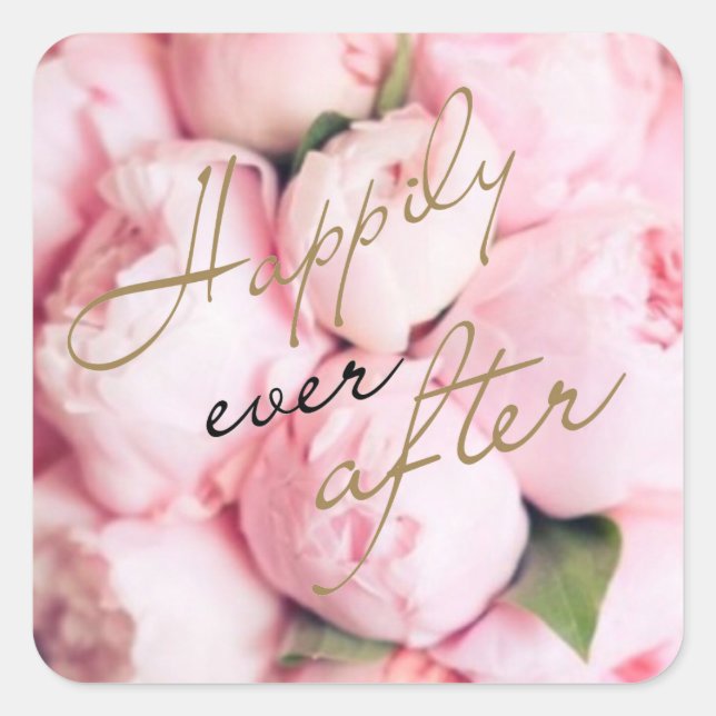 Happily Ever After Design Square Sticker (Front)