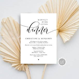 Happily Ever After Dinner, Elopement Modern Script Invitation